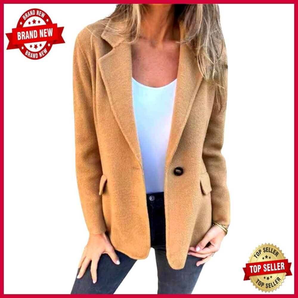 Wool Blend Blazer Short Pea Coat Business Office Work Jacket Regular Fit